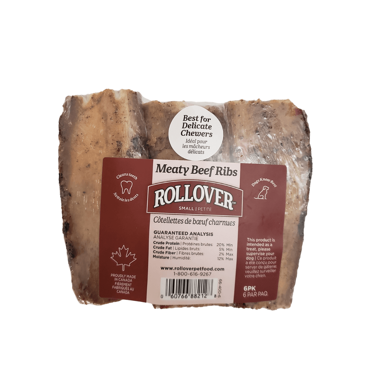 Rollover Meaty Beef Rib Bone small single pack dog chew