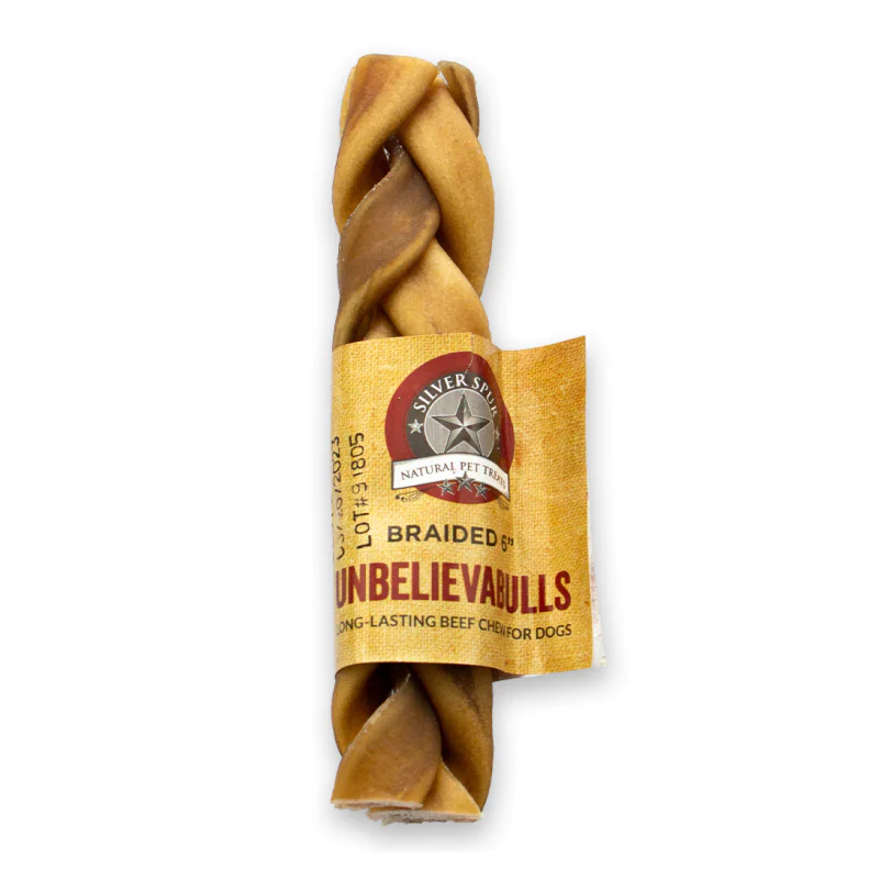 Unbelievabulls Braided Beef Chew 6-inch 24-pack air-dried odour-free dog chews