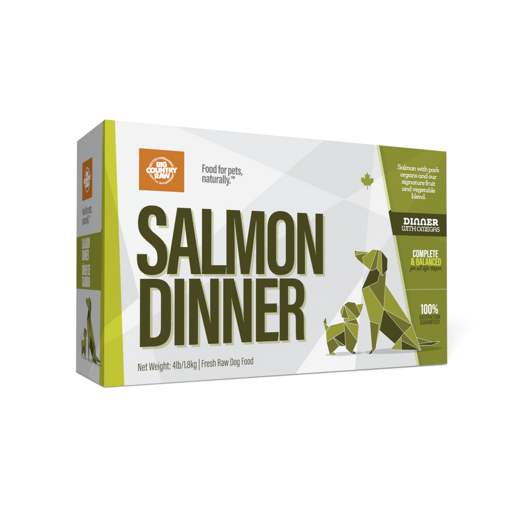 Big Country Raw Salmon Dinner raw frozen dog food 4 lb carton