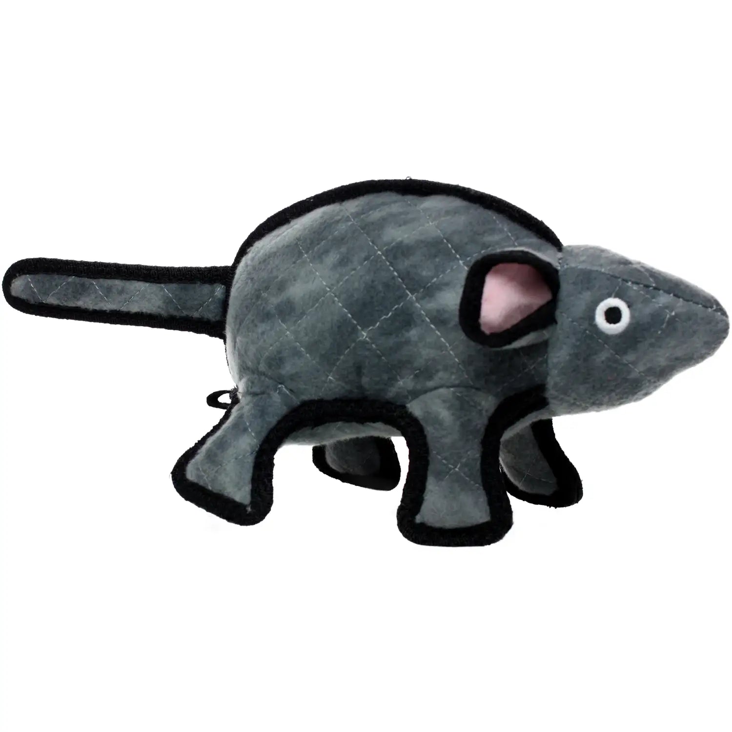 Tuffy Barnyard Mouse gray plush dog toy, Mo the Mouse, 13.7 inches