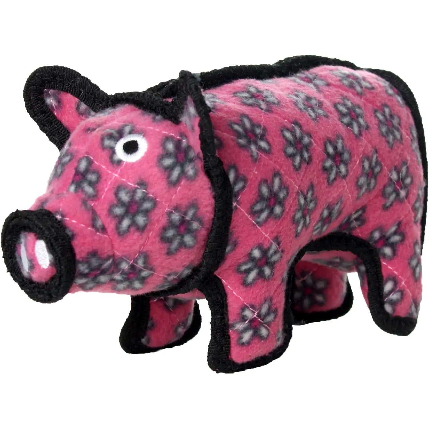 Tuffy Barnyard Junior Pig small plush dog toy, Polly the Pig Jr., pink floral
