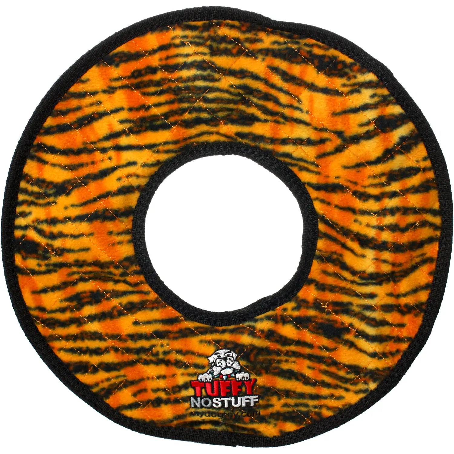 Tuffy No-Stuffing Mega Ring Tiger pattern durable dog toy 14 inch