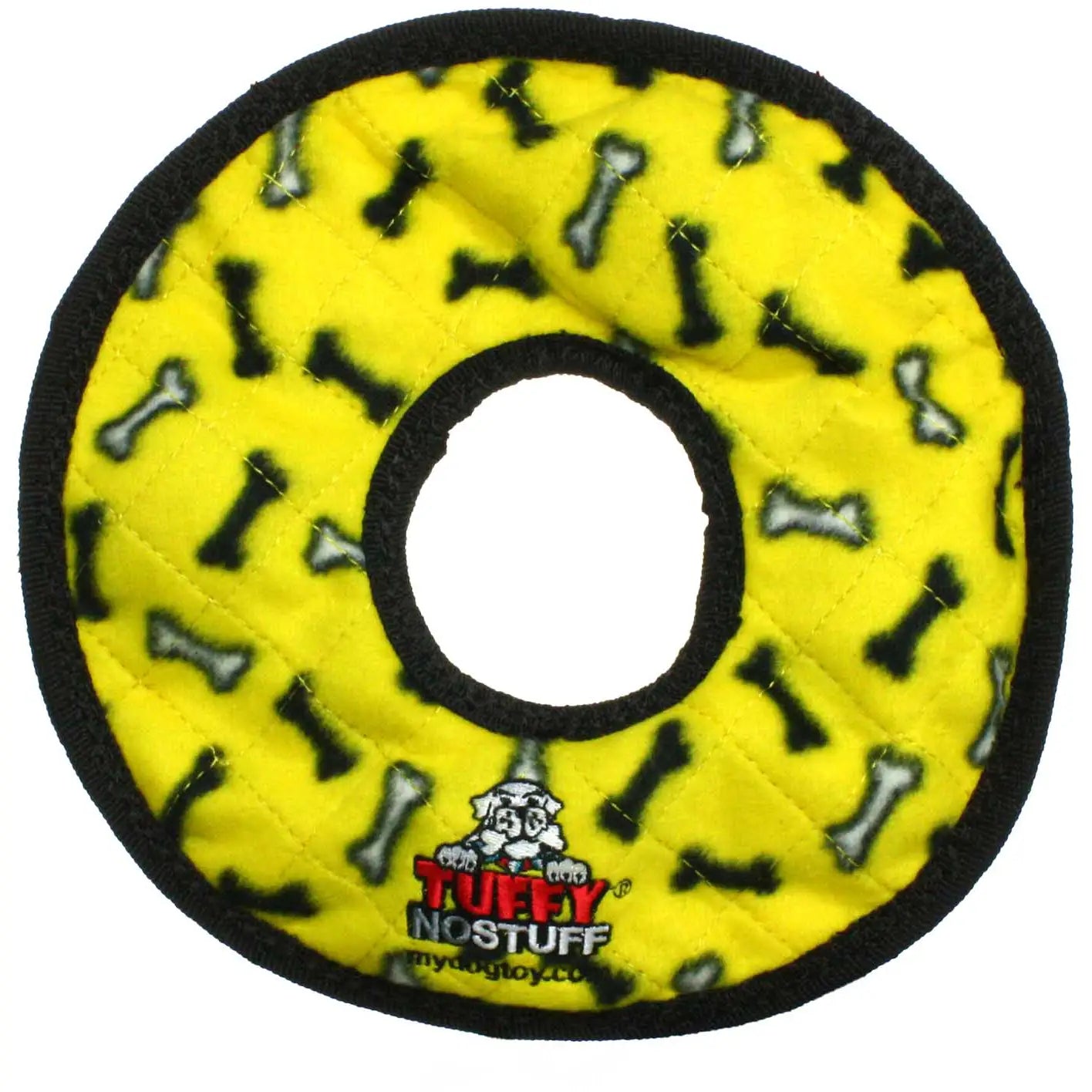 Tuffy No-Stuffing Ultimate Ring yellow durable dog toy 9.5 inch
