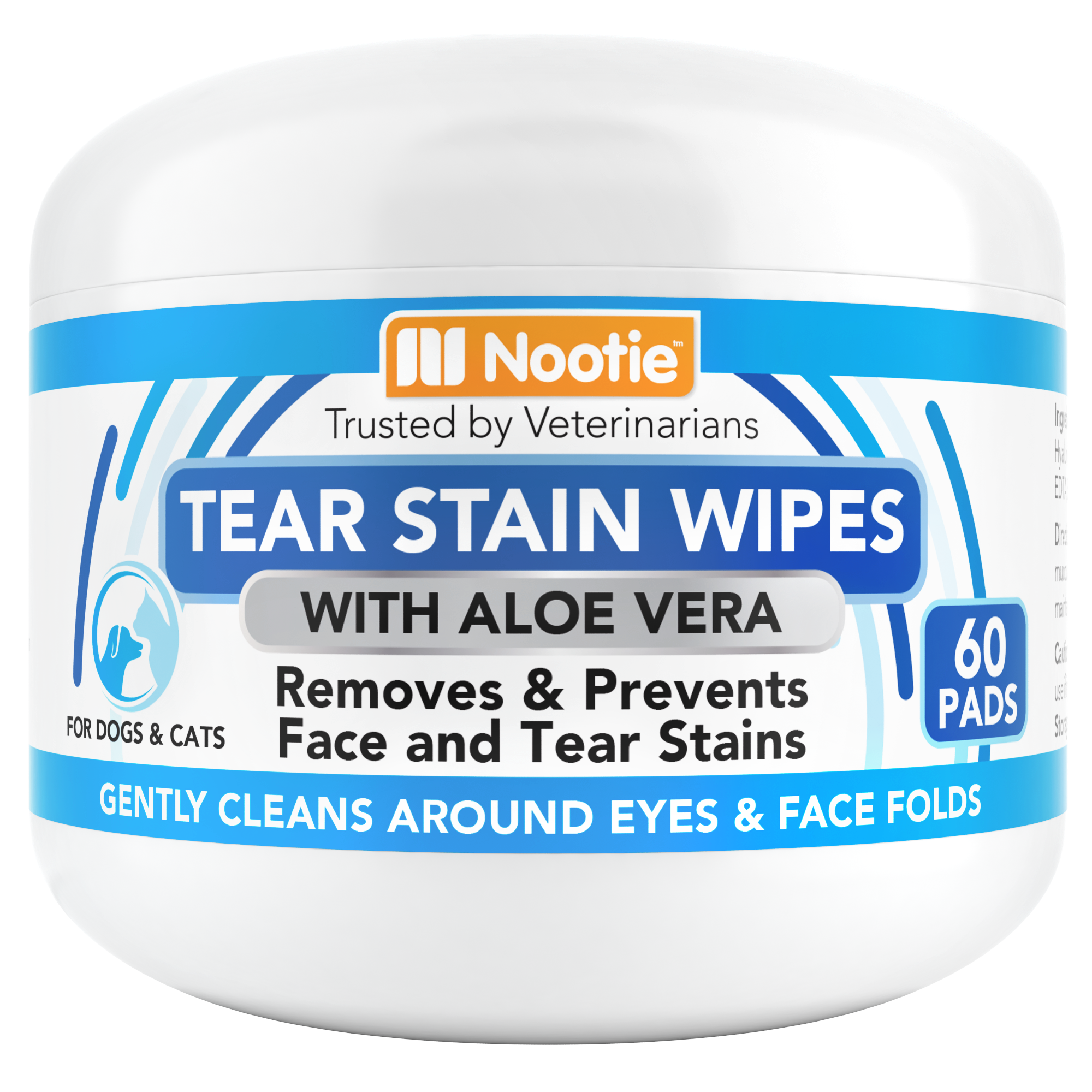 Nootie Tear Stain Wipes with Aloe pre-soaked pads 60 count