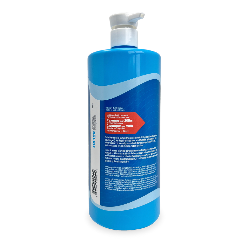 Thrive Herring Oil omega-3 supplement for dogs and cats 1 L pump bottle
