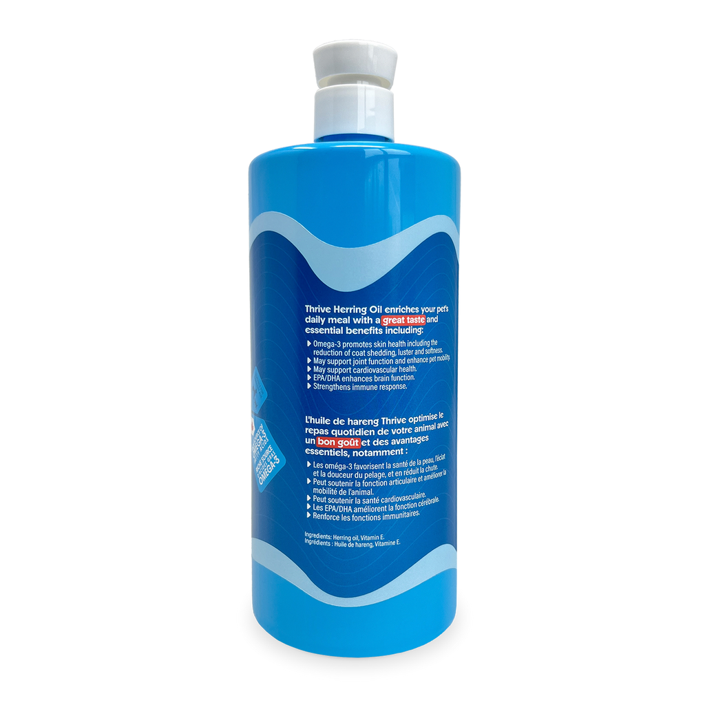 Thrive Herring Oil omega-3 supplement for dogs and cats 1 L pump bottle