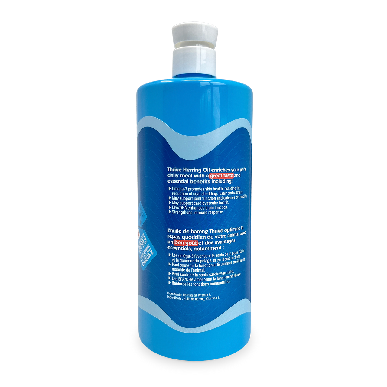 Thrive Herring Oil omega-3 supplement for dogs and cats 1 L pump bottle