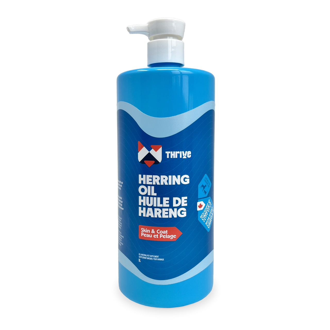 Thrive Herring Oil omega-3 supplement for dogs and cats 1 L pump bottle