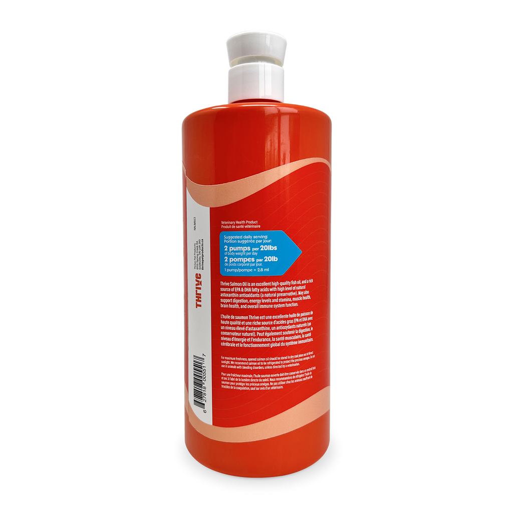 Thrive Salmon Oil 1 L pump bottle omega supplement for dogs and cats