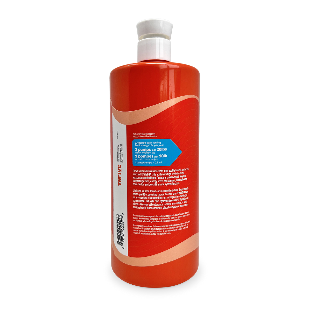 Thrive Salmon Oil 1 L pump bottle omega supplement for dogs and cats