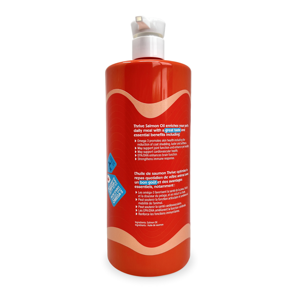 Thrive Salmon Oil 1 L pump bottle omega supplement for dogs and cats