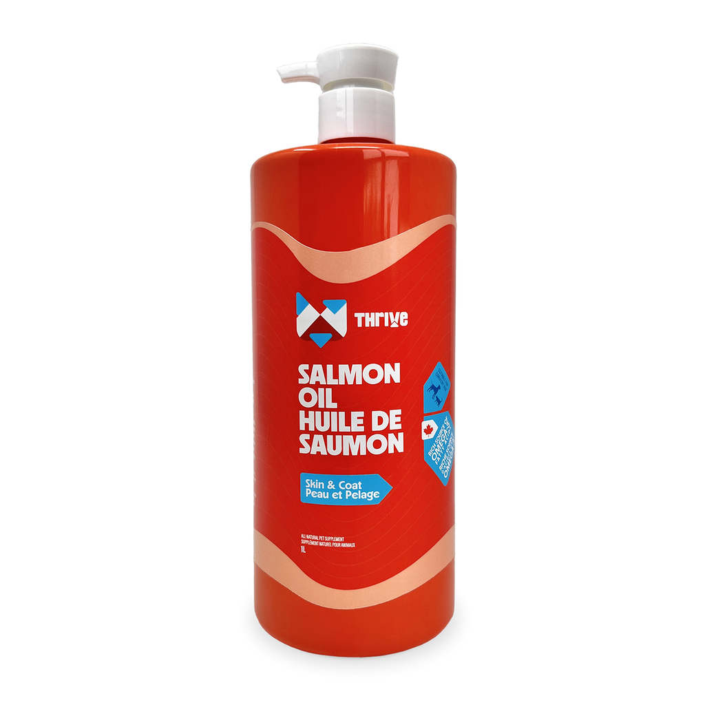 Thrive Salmon Oil 1 L pump bottle omega supplement for dogs and cats