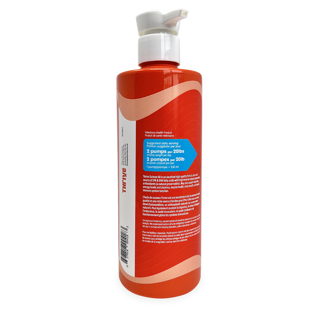 Thrive Salmon Oil 500 mL pump bottle omega supplement for dogs and cats