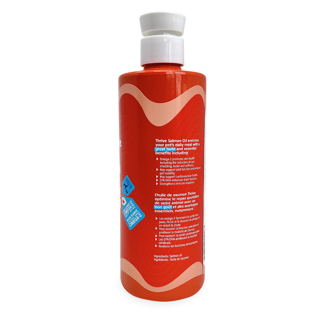 Thrive Salmon Oil 500 mL pump bottle omega supplement for dogs and cats