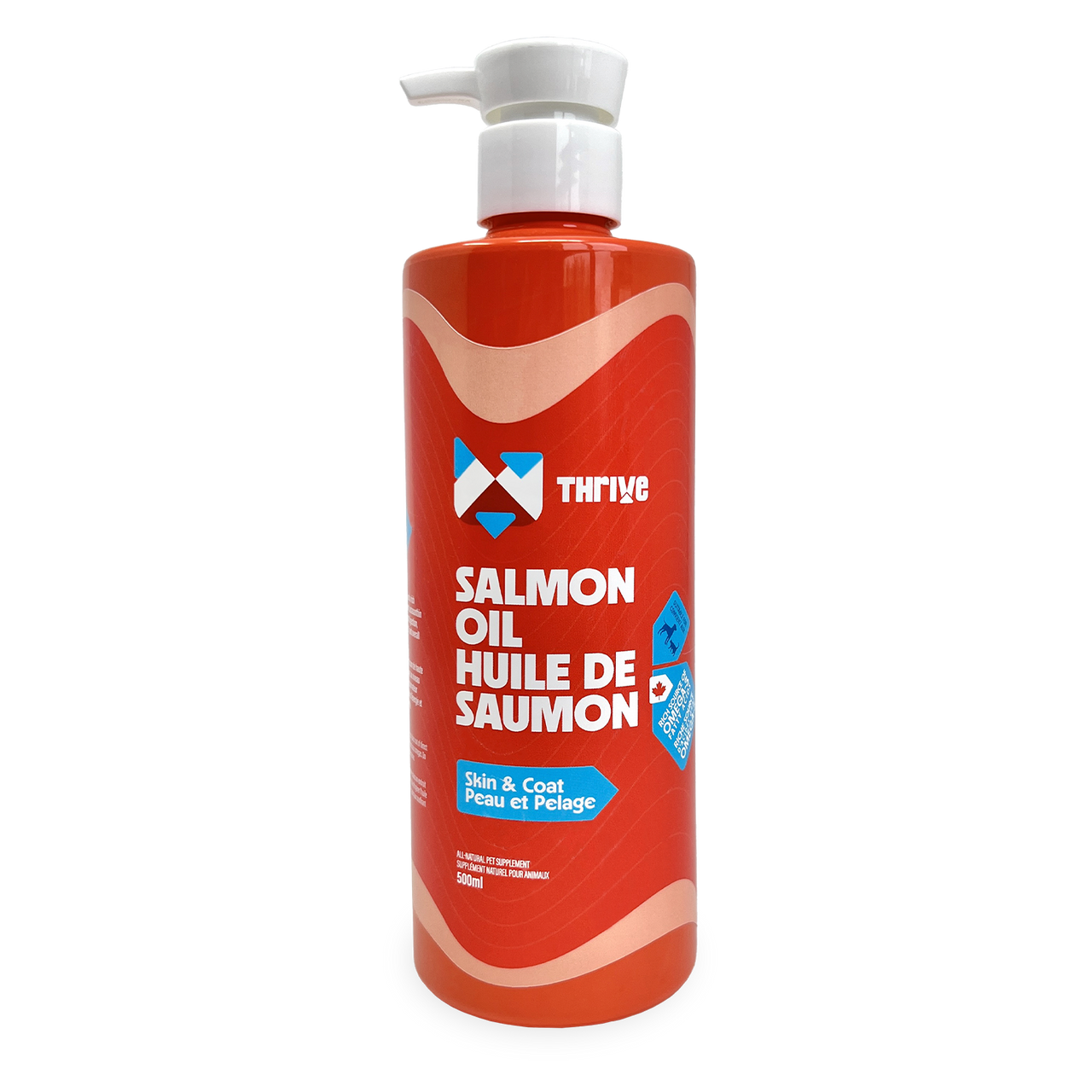 Thrive Salmon Oil 500 mL pump bottle omega supplement for dogs and cats