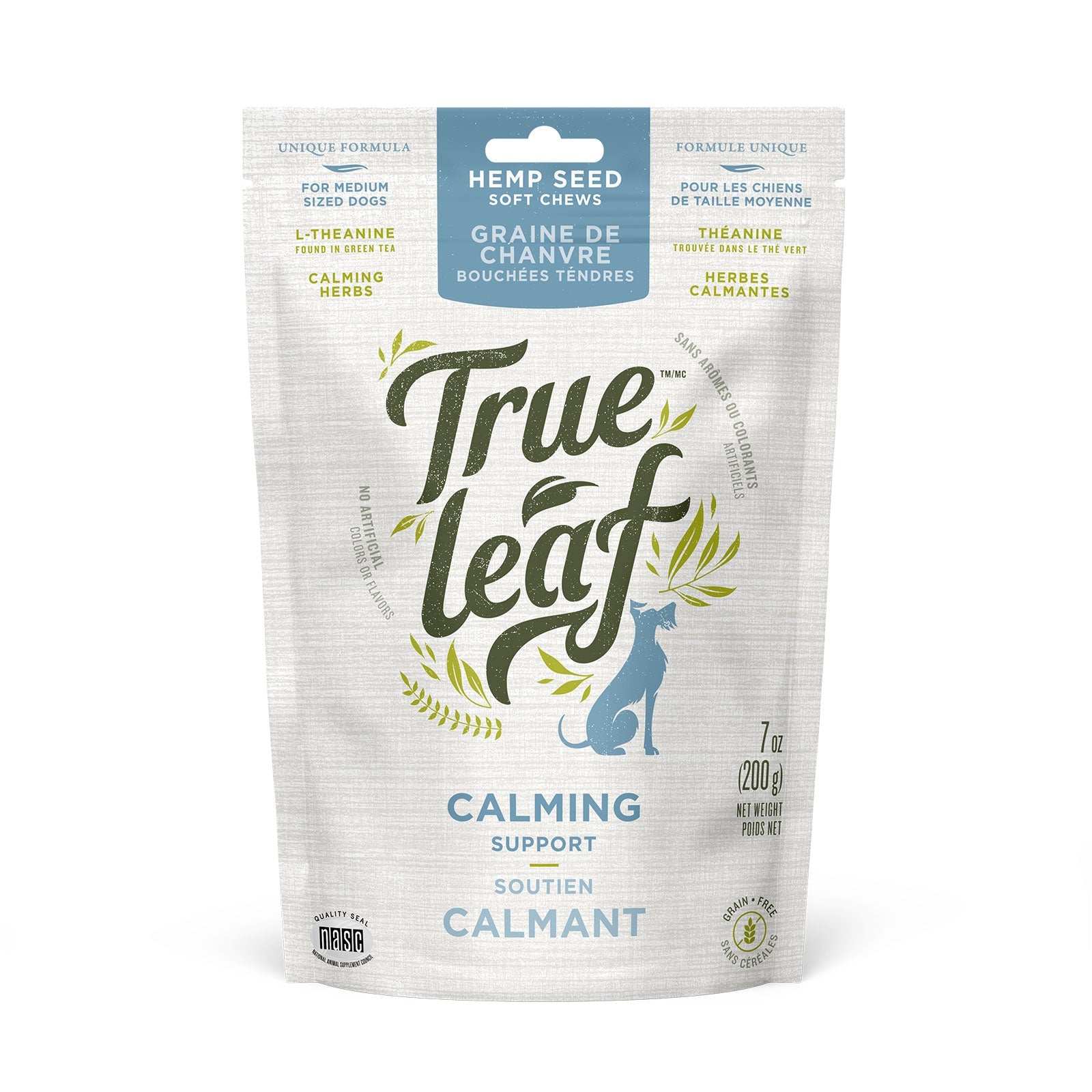 True Leaf Calming Support soft chews for dogs 200g bag