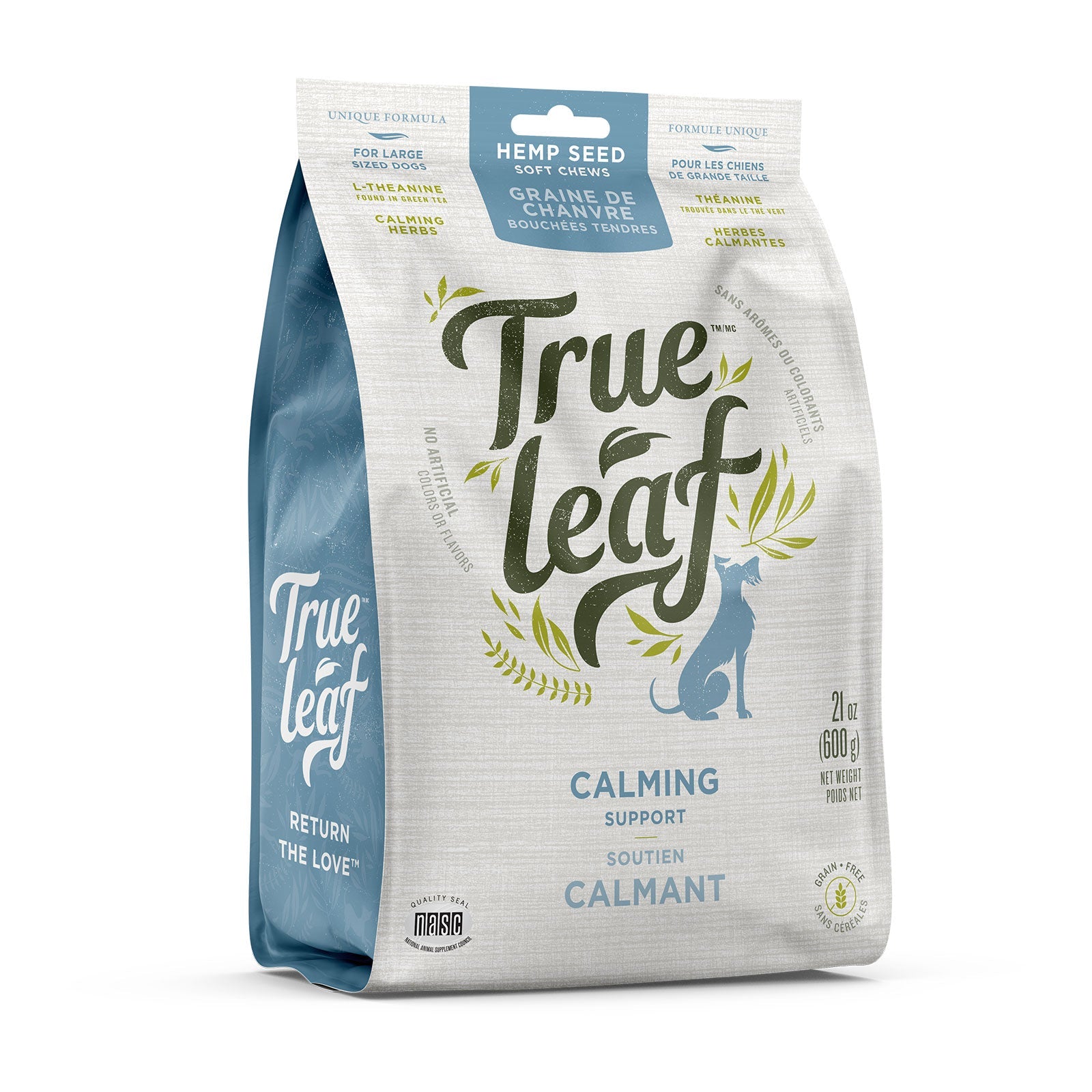 True Leaf Calming Support soft chews for dogs 600g bag