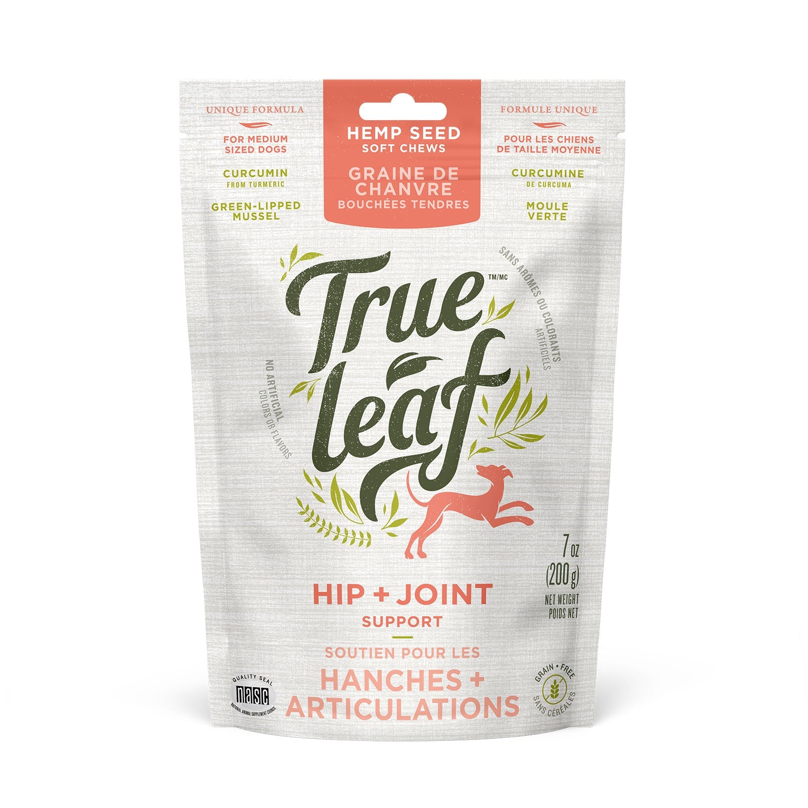 True Leaf Hip and Joint Support soft chews for dogs 200g bag