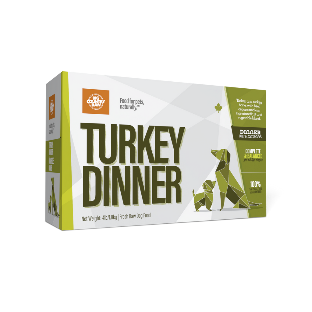 Big Country Raw Turkey Dinner raw frozen dog food 4 lb carton