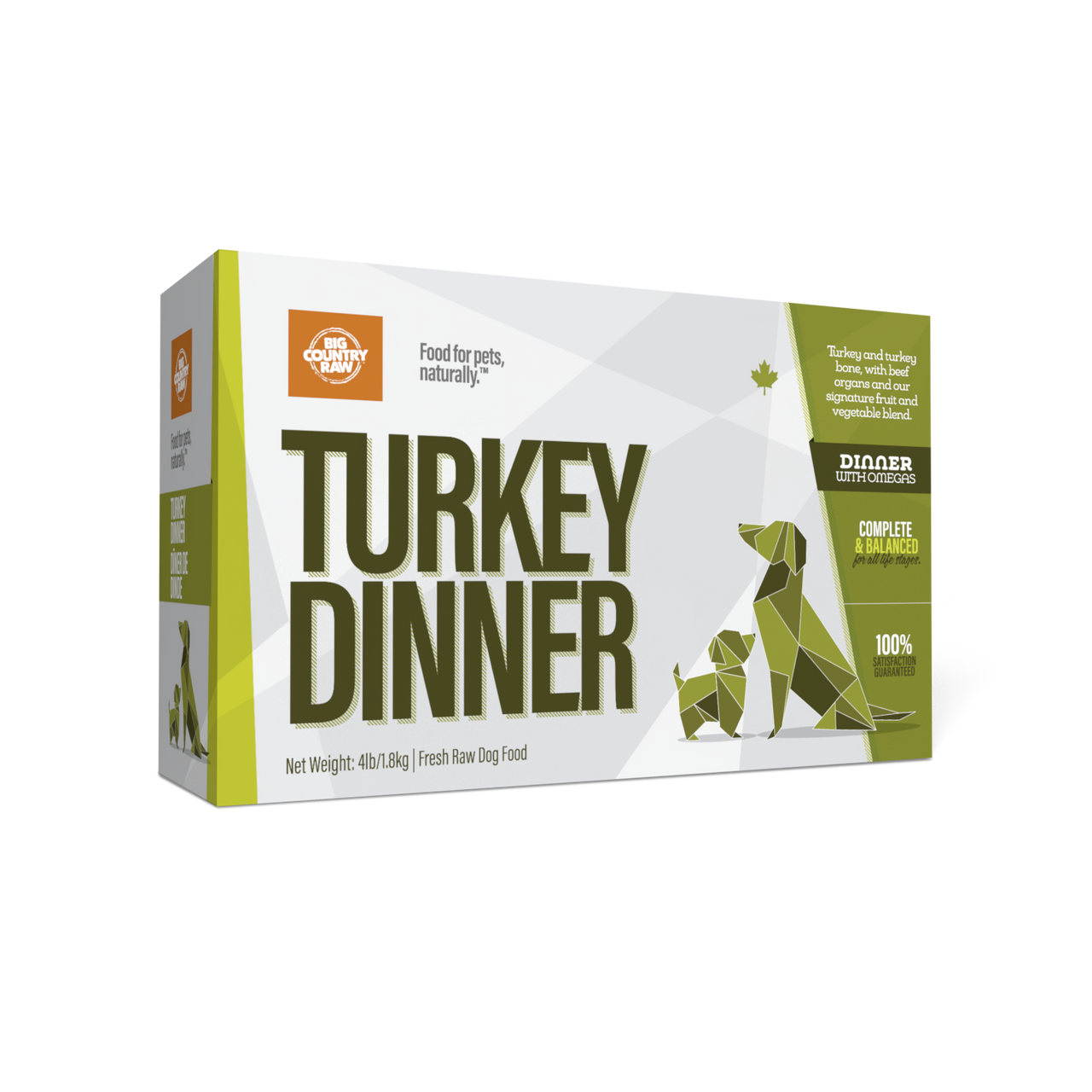 Big Country Raw Turkey Dinner raw frozen dog food 4 lb carton