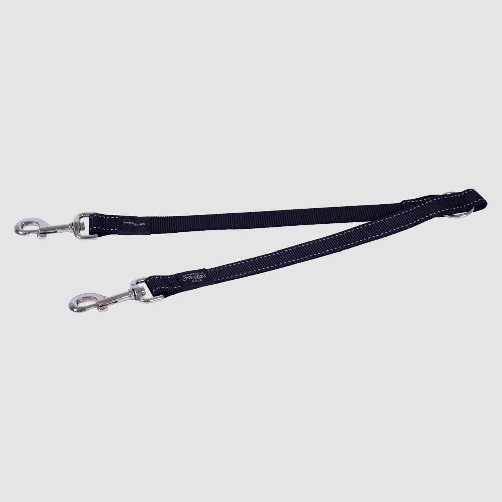 Rogz Utility Double Split Lead X-Large Black dual-dog leash