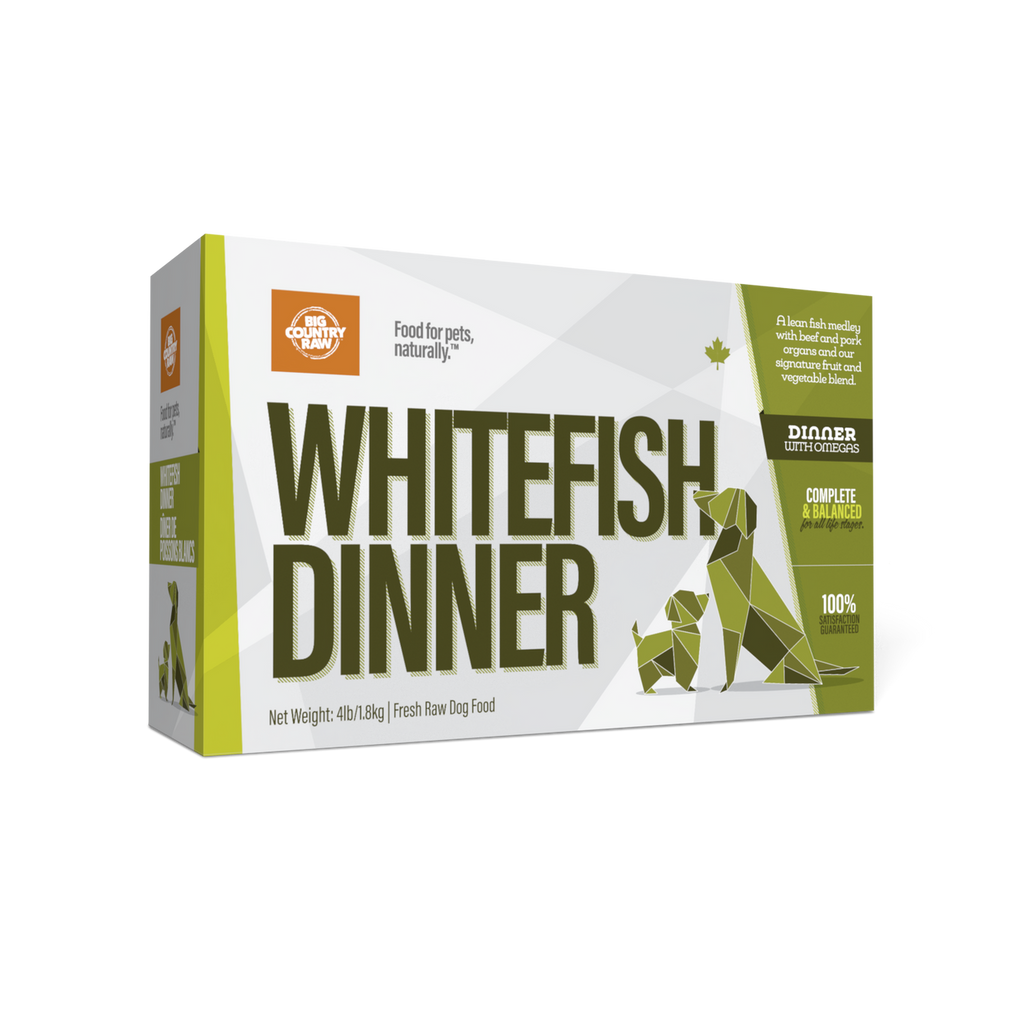Big Country Raw White Fish Dinner raw frozen dog food 4 lb carton