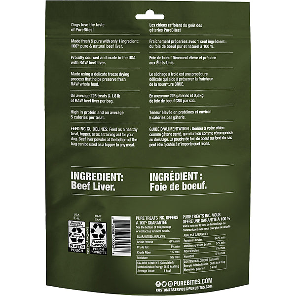 PureBites Freeze-Dried Beef Liver Dog Treats 250g