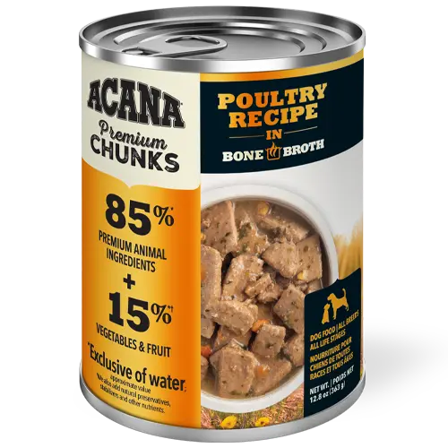 ACANA Dog Premium Chunks Poultry in Bone Broth wet dog food 363g can