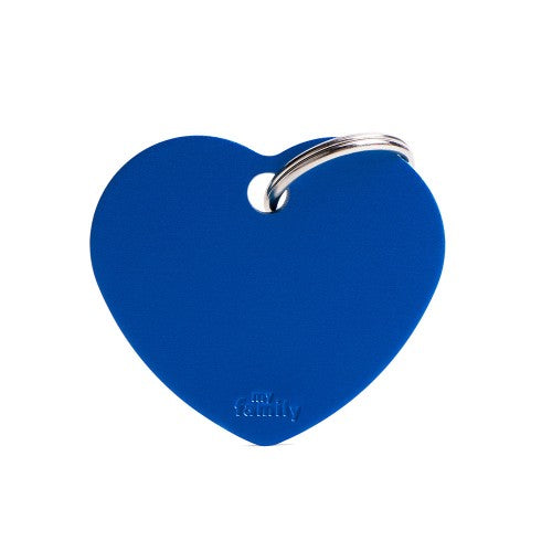 MyFamily Basic Large Blue Aluminum Heart ID Tag