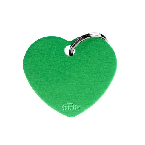MyFamily Basic Large Green Heart aluminum pet ID tag