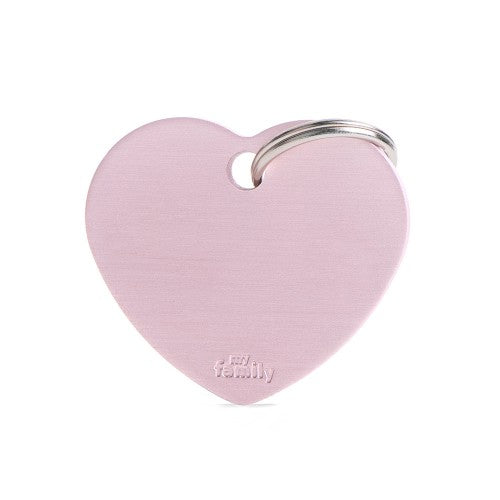 MyFamily Basic Aluminum Heart ID Tag Large Pink