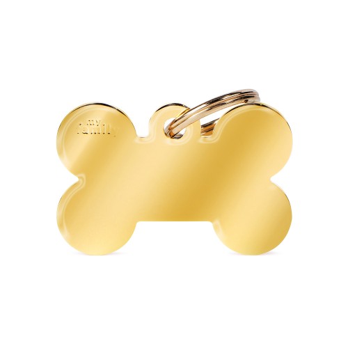 MyFamily Large Basic Gold-Plated Brass Bone ID Tag