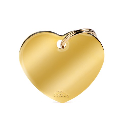 MyFamily Large Basic Gold Heart ID Tag in gold-plated brass, heart shape