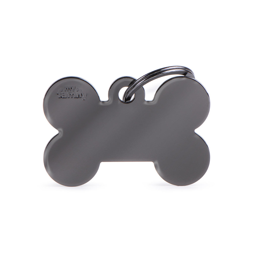 MyFamily Large Basic Black Brass Bone ID Tag