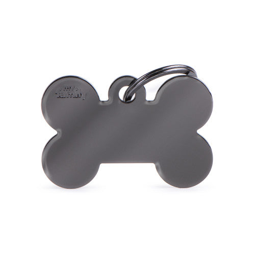 MyFamily Large Basic Black Brass Bone ID Tag