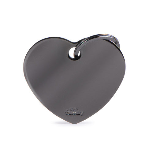 MyFamily Large Basic Black Brass Heart ID Tag