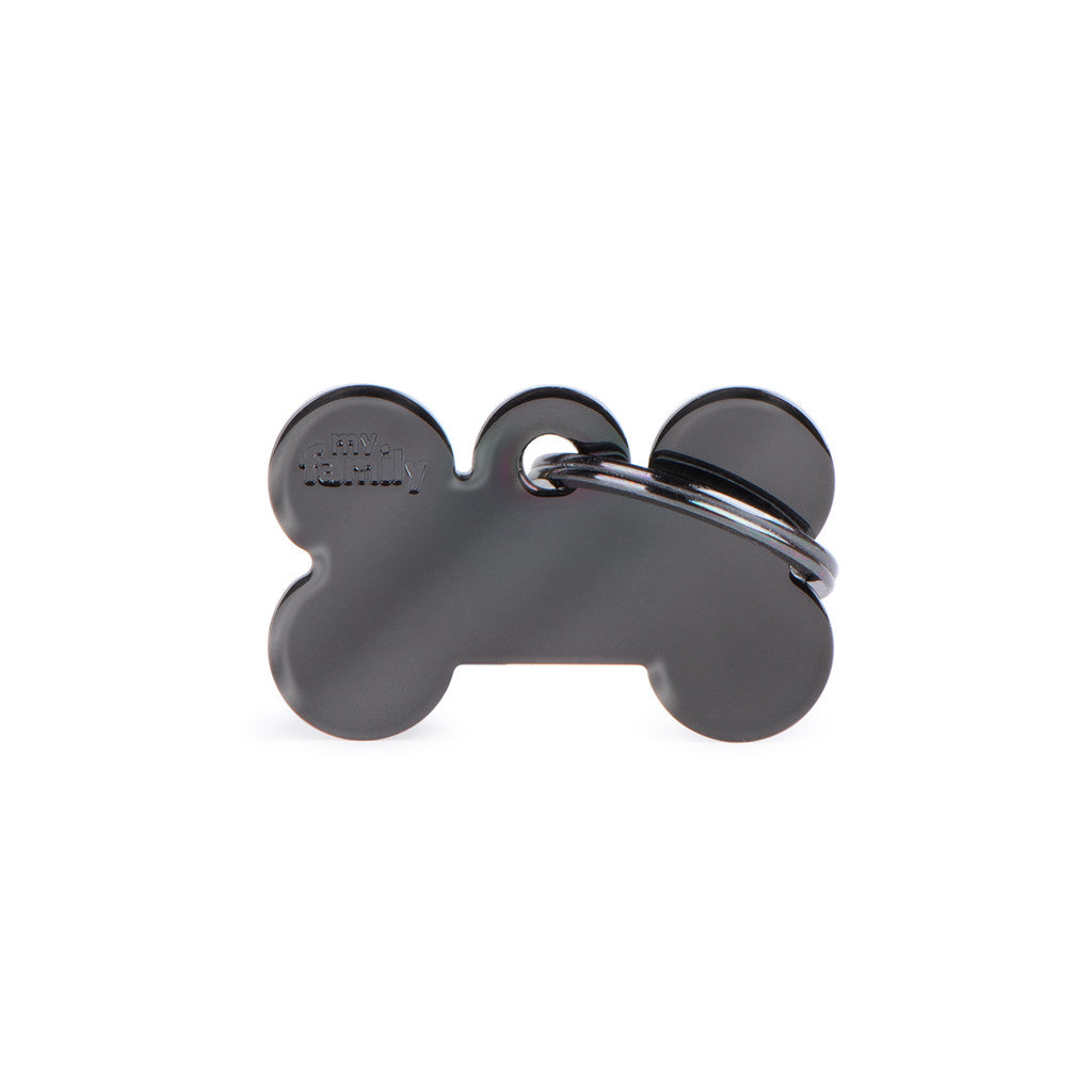 MyFamily Small Basic Black Brass Bone ID Tag