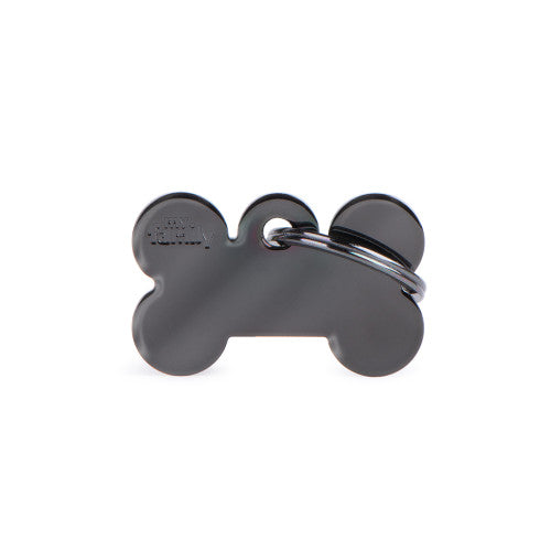 MyFamily Small Basic Black Brass Bone ID Tag