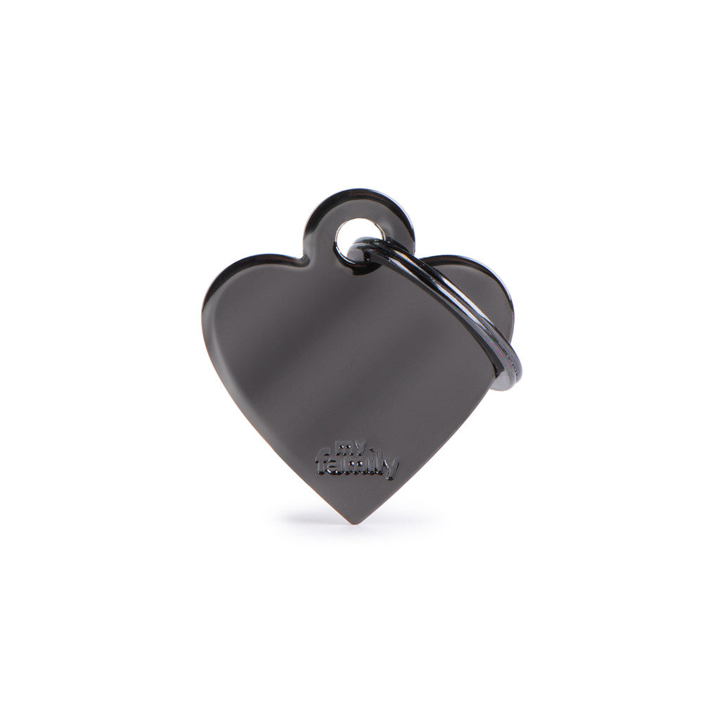MyFamily Small Basic Black Brass Heart ID Tag