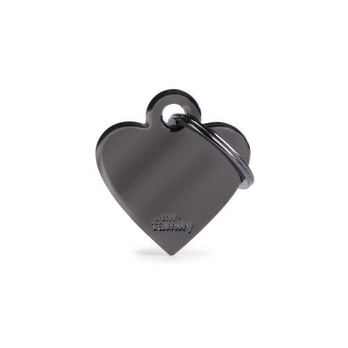 MyFamily Small Basic Black Brass Heart ID Tag