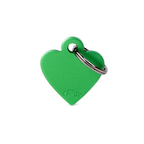 MyFamily Basic Small Green Heart aluminum pet ID tag