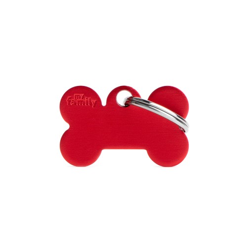 MyFamily Basic Small Red Aluminum Bone ID Tag