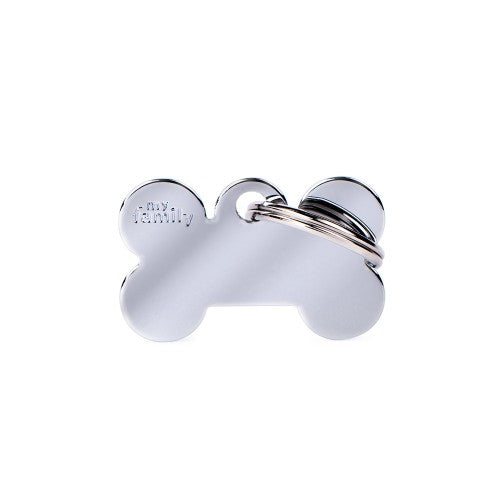 MyFamily Small Basic Chrome-Plated Brass Bone ID Tag