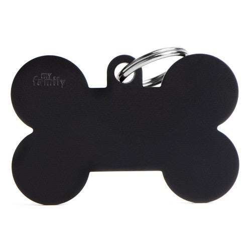 MyFamily Extra Large Black Basic Aluminum Bone ID Tag