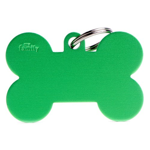 MyFamily Extra Large Green Basic Aluminum Bone ID Tag