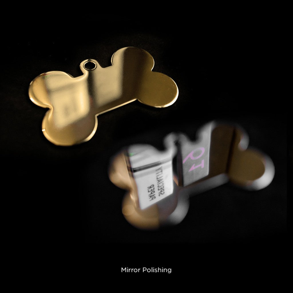 MyFamily Extra Large Basic Gold Bone ID Tag in gold-plated brass, bone shape