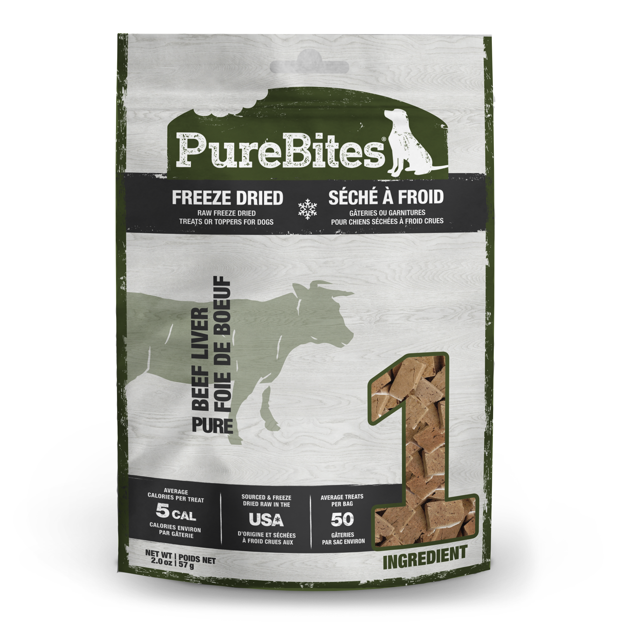 PureBites freeze-dried beef liver dog treats 120g bag