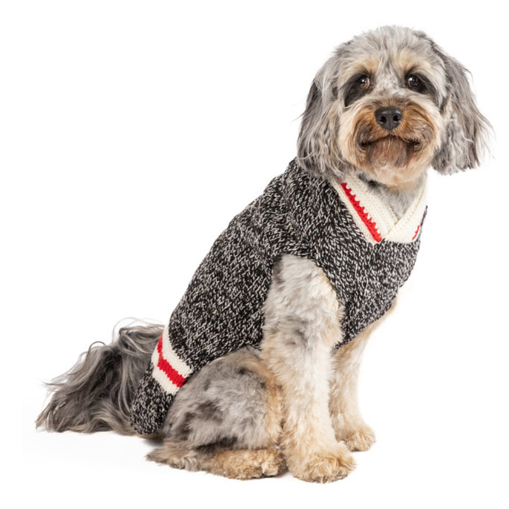 Chilly Dog Boyfriend hand knit wool dog sweater grey large