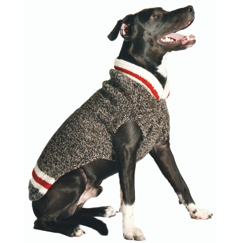 Chilly Dog Boyfriend Dog Sweater grey black and white hand knit wool xx-large