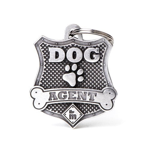 MyFamily Antique Silver Bronx Dog Agent Badge ID Tag